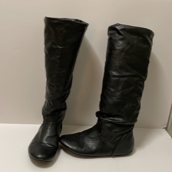 Women's Classic Round Toe Slouchy Booties Casual Slip On Fall Winter Long Boots - Picture 3 of 16